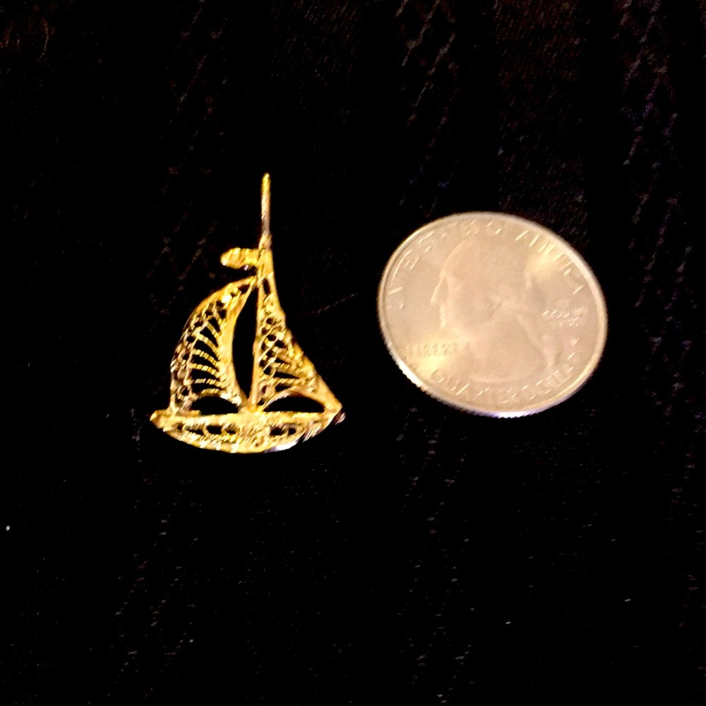 14 Karat Diamond cut Sailboat Necklace Charm